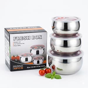 طقم حافظ ثلاجة استانلس 3 قطع "Fresh Box"
