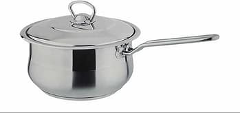 كسرولة استانلس استيل تركي الصنع بيد وغطاء  وعاء للصوص بمقبض