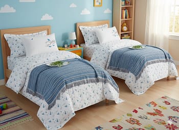 كوفرتة + طقم سرير عصفورة اطفال Euro Textile