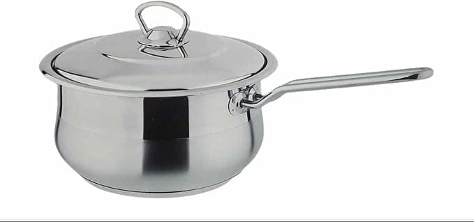 كسرولة استانلس استيل تركي الصنع بيد وغطاء  وعاء للصوص بمقبض