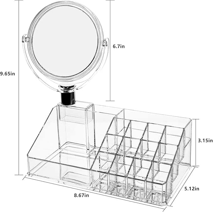 منظم مستحضرات التجميل الأكريليك الشفاف + مراية - Image 2