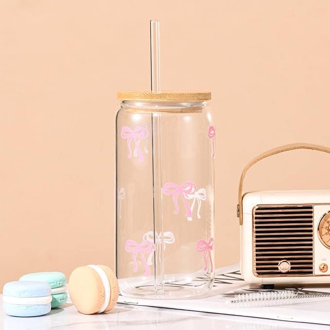 ⁦كوب "مج"  الايس كوفي زجاج "فيونكة"  (فلاور )⁩ - الصورة ⁦7⁩