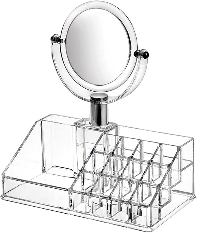 منظم مستحضرات التجميل الأكريليك الشفاف + مراية - Image 3