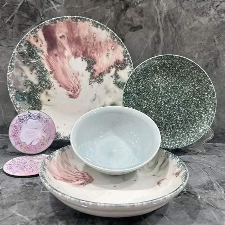 طقم عشاء رينامورا بورسلين - 24 قطعة - ماربل