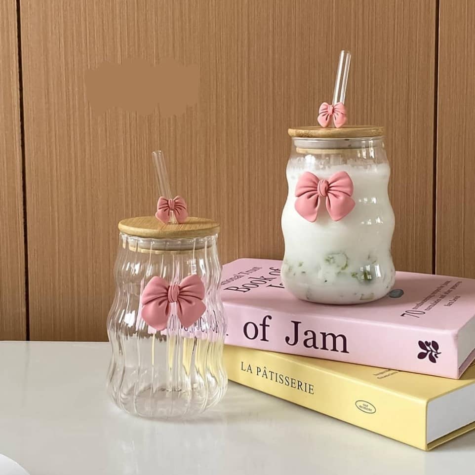 ⁦كوب "مج"  الايس كوفي زجاج "فيونكة"  (فلاور )⁩ - الصورة ⁦4⁩